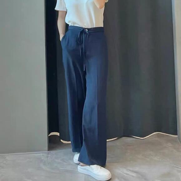 NWT Theory Wide Crop Pant in Washed Twill in Dark Navy - Picture 9 of 9